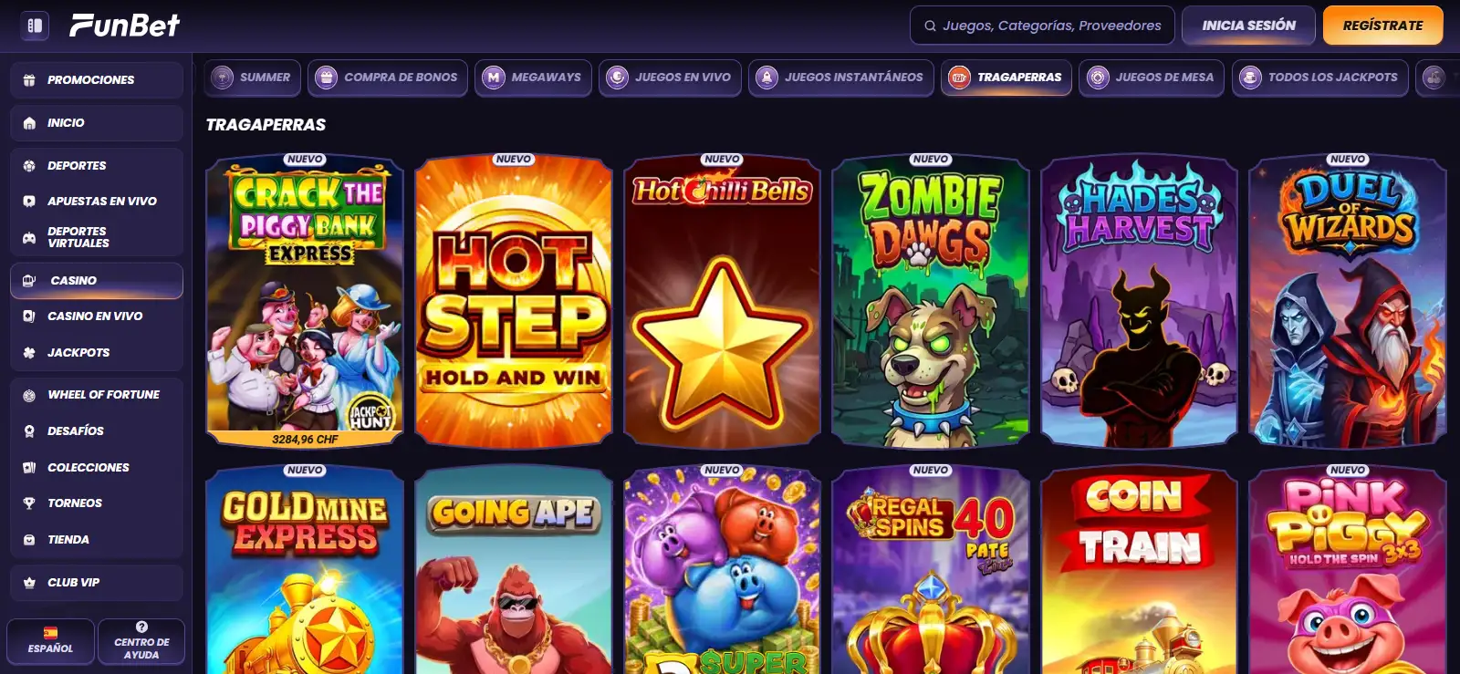 Página oficial de tragaperras de Funbet en español