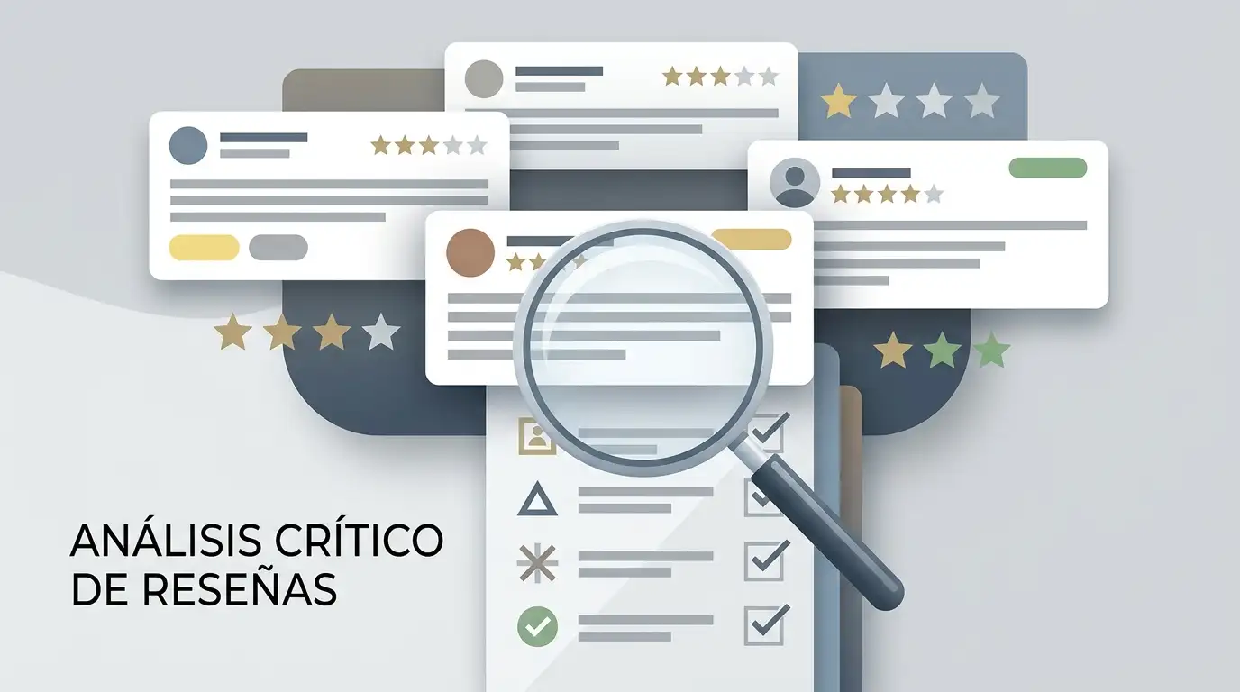Ilustración editorial de estrellas de valoración, comentarios y una lupa de verificación